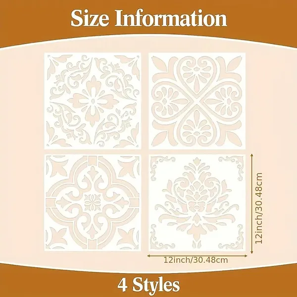 White_Floral_Tile_Stencils_Reusable_Plastic_Templates_Diy_And_Craft