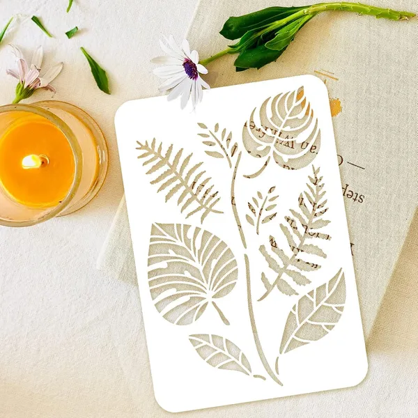 White_Palm_Leaves_Stencil_Plant_Leaf_Home_Decor