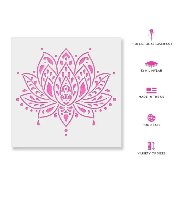 White_Lotus_Flower_Stencil_Template_Home_Decor