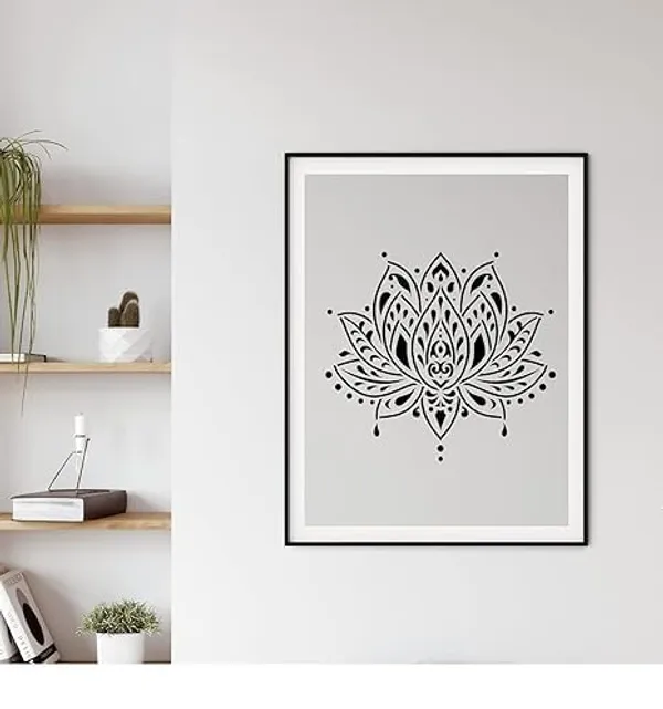 White_Lotus_Flower_Stencil_Template_Home_Decor