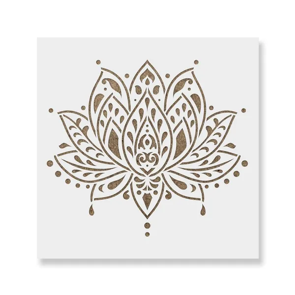 White_Lotus_Flower_Stencil_Template_Home_Decor