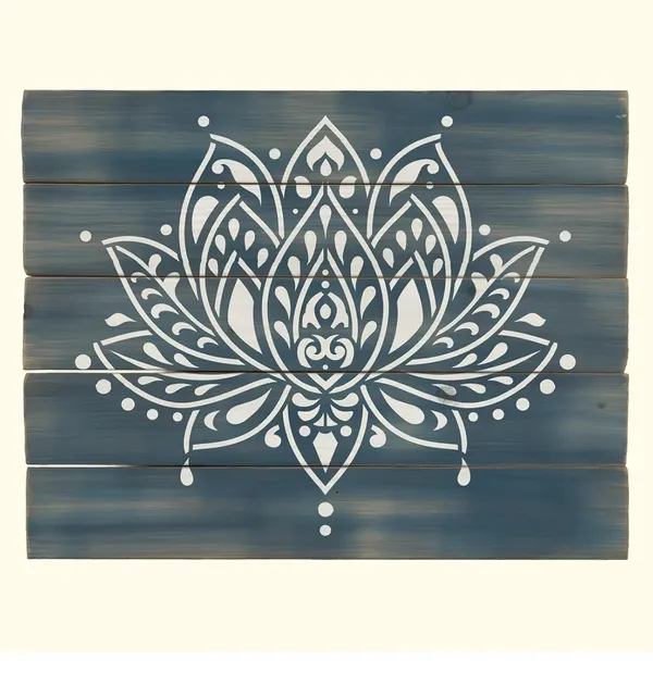 White_Lotus_Flower_Stencil_Template_Home_Decor