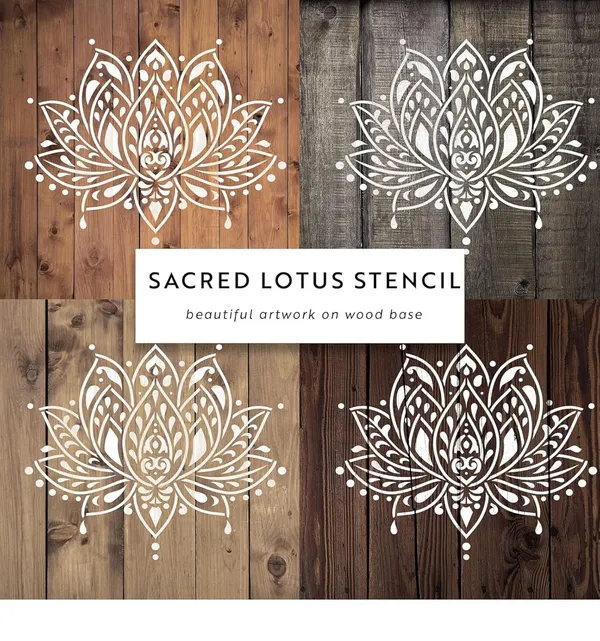 White_Lotus_Flower_Stencil_Template_Home_Decor