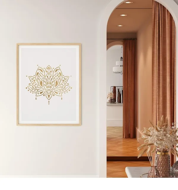 White_Lotus_Flower_Stencil_Template_Home_Decor