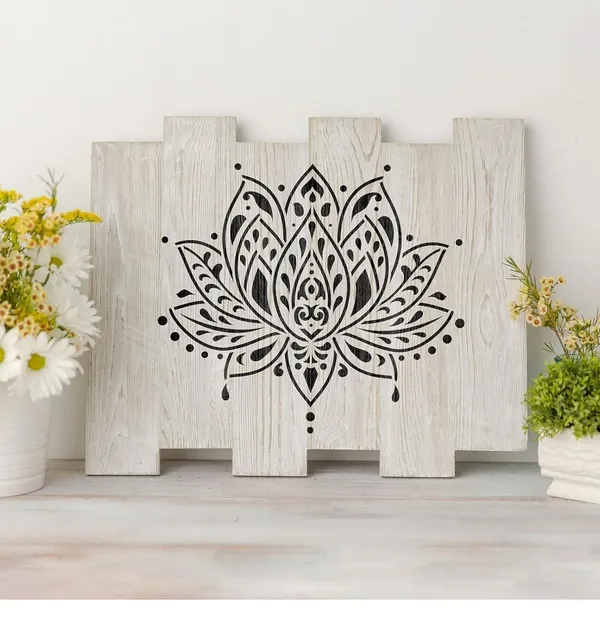 White_Lotus_Flower_Stencil_Template_Home_Decor