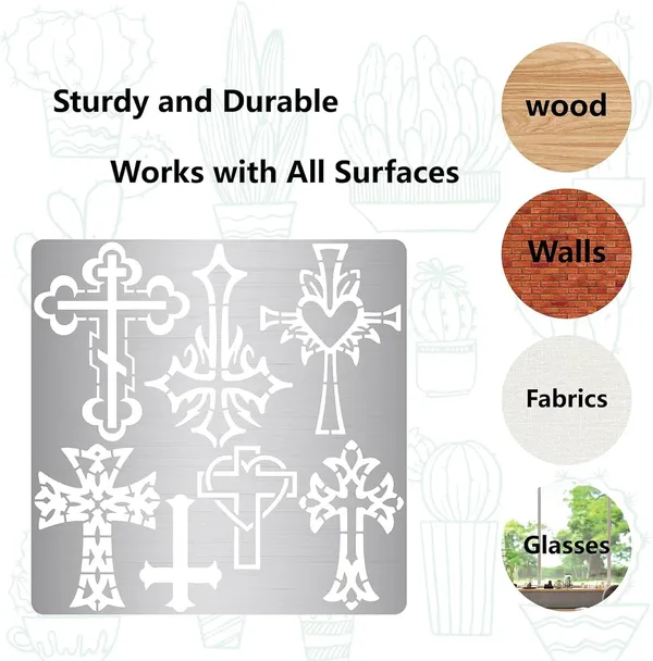 White_Cross_Metal_Stencil_Christian_Stainless_Steel_Template_General