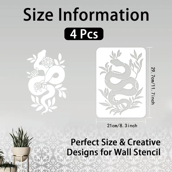 White_Snake_Flower_Wall_Stencils_Reusable_Plant_Painting_Templates_Diy_And_Craft