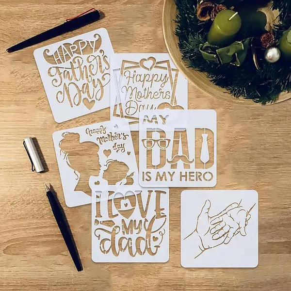 White_Mother_S_Father_S_Day_Stencils_Reusable_Diy_Craft_Templates_Kids