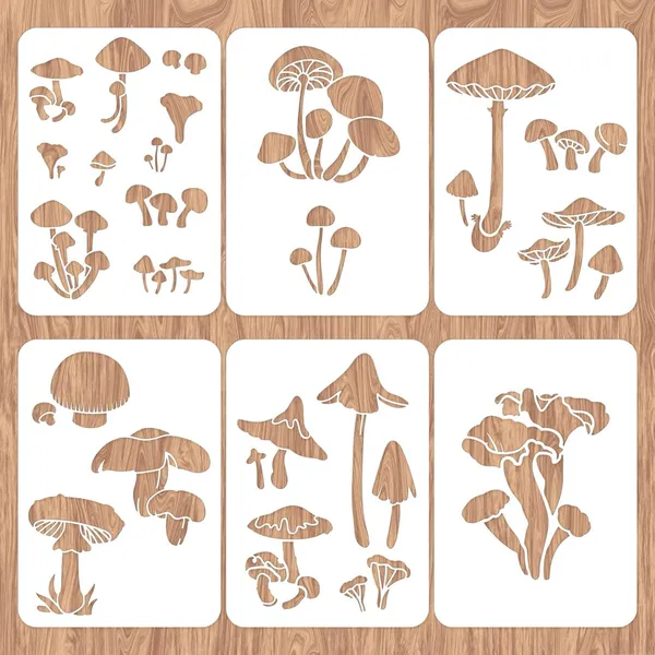 White_Mushroom_Wall_Stencils_Reusable_Painting_Templates_Diy_And_Craft