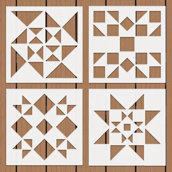 White_Abstract_Art_Geometric_Pattern_Stencils_Reusable_Barn_Quilt_Stencil_Bundle_Diy_Handicraft_Painting_Templates_Diy_And_Craft