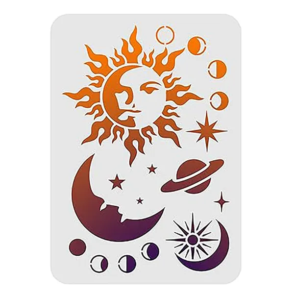 White_Moon_Sun_Planet_Stencil_Reusable_Plastic_Space_Template_Home_Decor