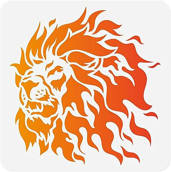 White_Lion_Head_Craft_Stencil_Reusable_Lion_Face_Template_Home_Decor