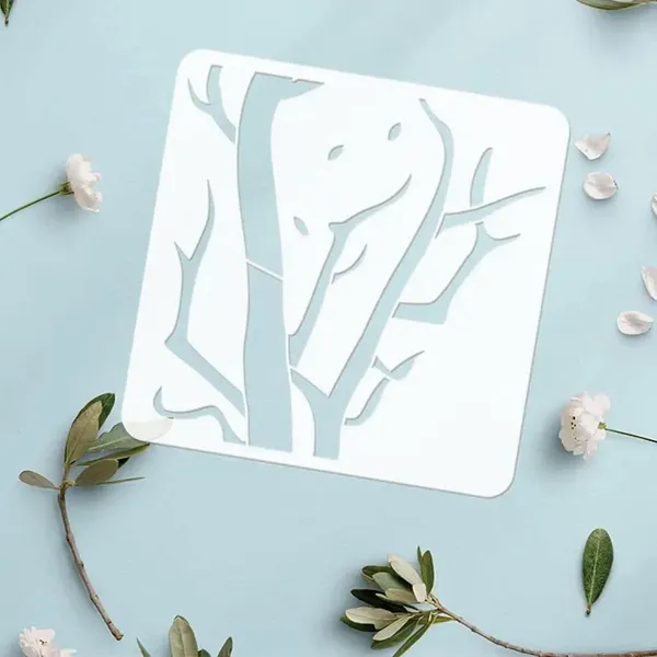 White_Reusable_Tree_Bird_Silhouette_Stencils_Large_Leaf_Branch_Templates_Diy_And_Craft