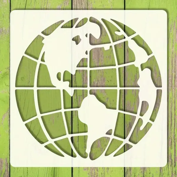 White_Reusable_Earth_Map_Stencil_Cutout_Diy_And_Craft