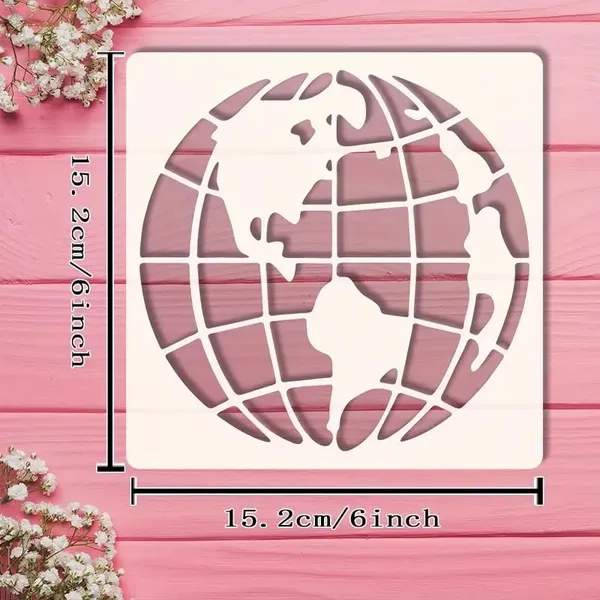 White_Reusable_Earth_Map_Stencil_Cutout_Diy_And_Craft