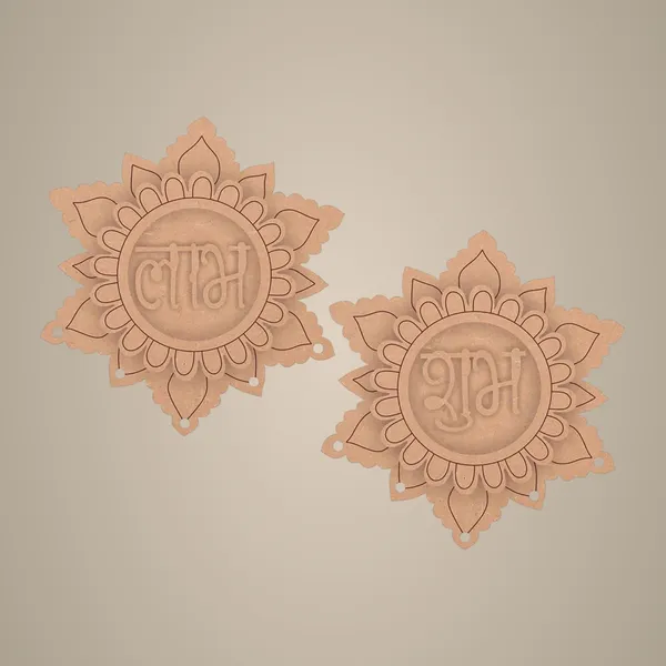 Beige_Mdf_Shubh_Labh_Flower_Cutouts_Diy_And_Craft