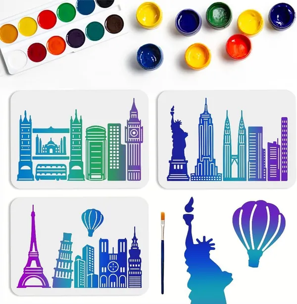 White_Layered_City_Buildings_Stencil_Diy_And_Craft