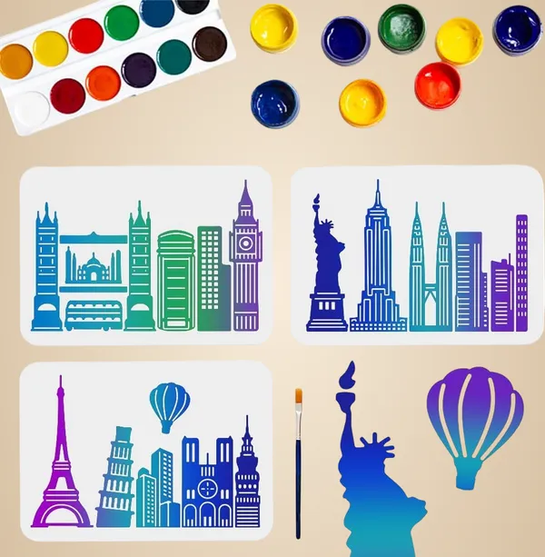White_Layered_City_Buildings_Stencil_Diy_And_Craft