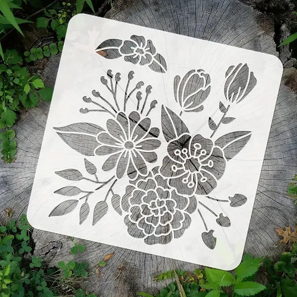 White_Floral_Stencil_Reusable_Plastic_Template_Diy_And_Craft