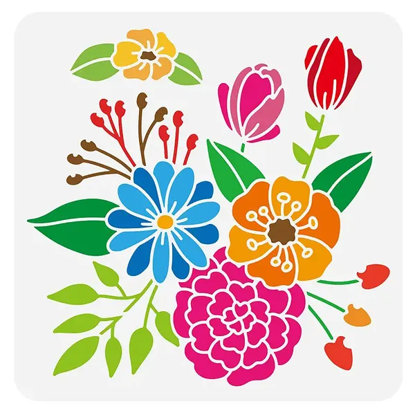 White_Floral_Stencil_Reusable_Plastic_Template_Diy_And_Craft