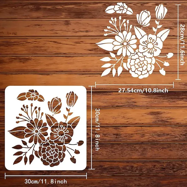 White_Floral_Stencil_Reusable_Plastic_Template_Diy_And_Craft