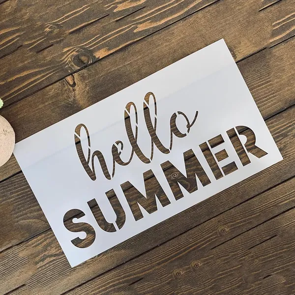 White_Reusable_Hello_Summer_Stencil_Diy_And_Craft