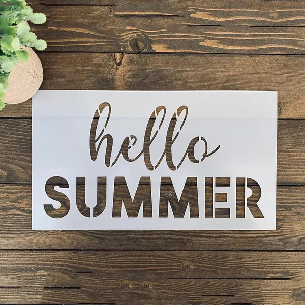 White_Reusable_Hello_Summer_Stencil_Diy_And_Craft
