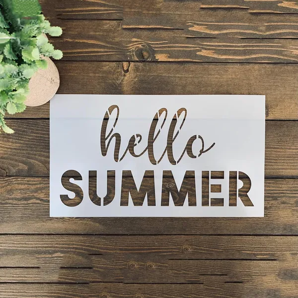 White_Reusable_Hello_Summer_Stencil_Diy_And_Craft