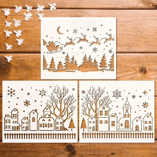 White_Christmas_Village_Stencil_Cm_Diy_And_Craft