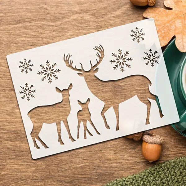 White_Deer_And_Snowflake_Stencil_Set_Diy_And_Craft