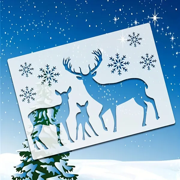 White_Deer_And_Snowflake_Stencil_Set_Diy_And_Craft