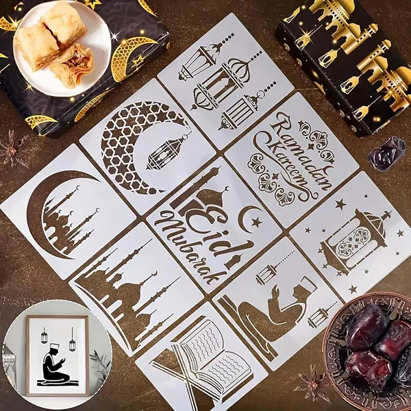 White_Islamic_Shape_Plastic_Stencil_Diy_And_Craft