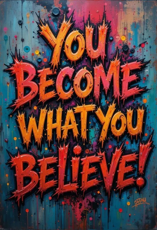 Multicolour_Motivational_Quote_Wall_Decor_You_Become_What_You_Believe_Graffiti_Art_Glossy_Aluminum_Metal_Photo_Print_Home_Decor