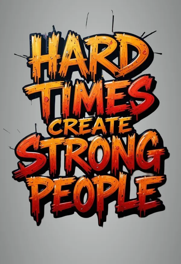 Multicolour_Motivational_Quote_Wall_Decor_Hard_Times_Create_Strong_People_Graffiti_Art_Glossy_Aluminum_Metal_Photo_Print_Home_Decor