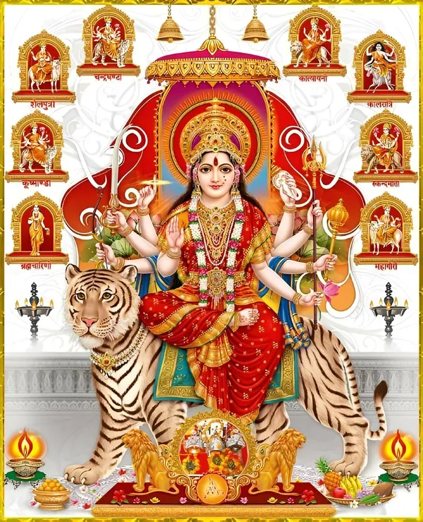Multicolour_Navratri_Goddess_Durga_Glossy_Aluminum_Photo_Print_Metal_Wall_Painting_Hindu_Spiritual_Wall_Decor_Home_Decor