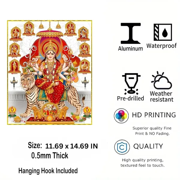 Multicolour_Navratri_Goddess_Durga_Glossy_Aluminum_Photo_Print_Metal_Wall_Painting_Hindu_Spiritual_Wall_Decor_Home_Decor