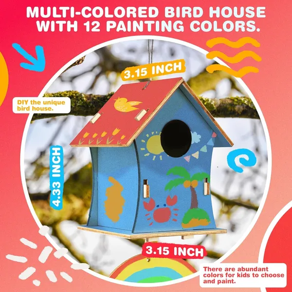 Beige_Diy_Birdhouse_Wind_Chime_Kit_Wooden_Crafts_Arts_Kids