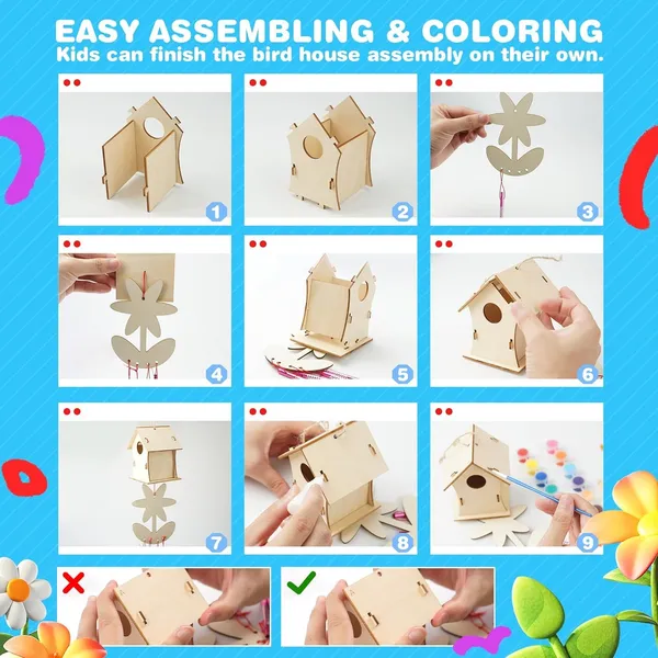 Beige_Diy_Birdhouse_Wind_Chime_Kit_Wooden_Crafts_Arts_Kids