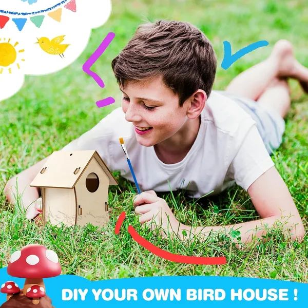 Beige_Diy_Birdhouse_Wind_Chime_Kit_Wooden_Crafts_Arts_Kids