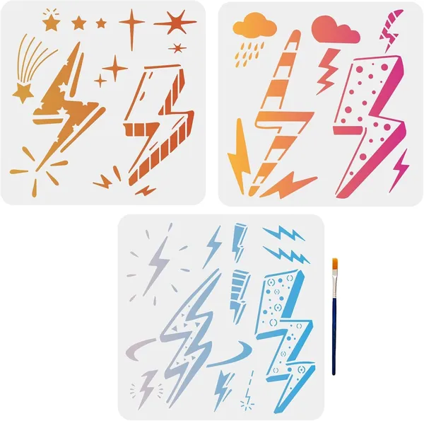 White_Lightning_Bolt_Stencil_Cm_Reusable_Thunderstorm_Cloud_Rain_Star_Weather_Stencils_Diy_And_Craft