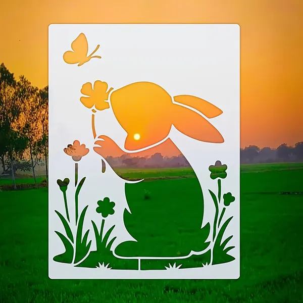 White_Easter_Bunny_Pet_Plastic_Diy_Art_Craft_Stencil_Sheet_Diy_And_Craft