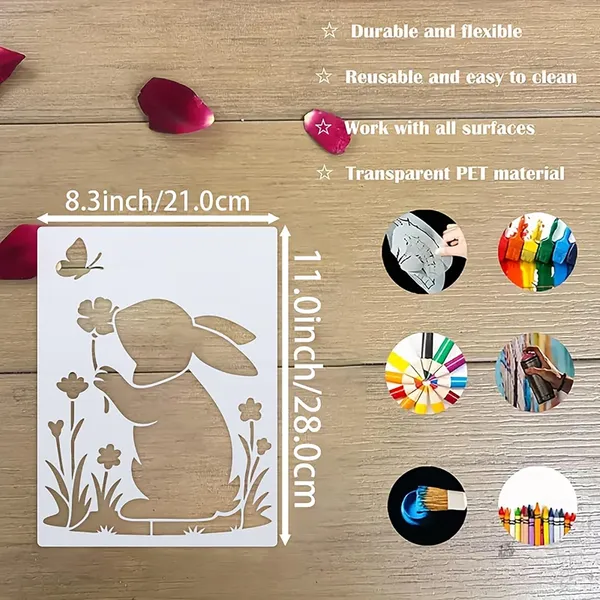 White_Easter_Bunny_Pet_Plastic_Diy_Art_Craft_Stencil_Sheet_Diy_And_Craft