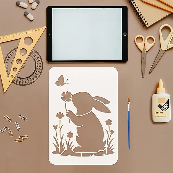 White_Easter_Bunny_Pet_Plastic_Diy_Art_Craft_Stencil_Sheet_Diy_And_Craft