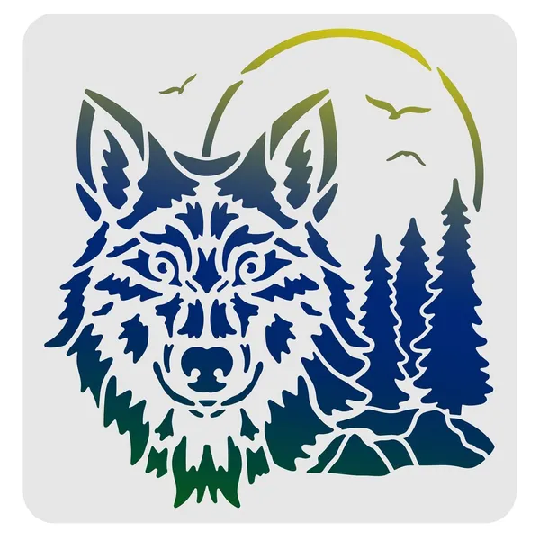 White_Square_Plastic_Wolf_Stencil_Template_Diy_And_Craft