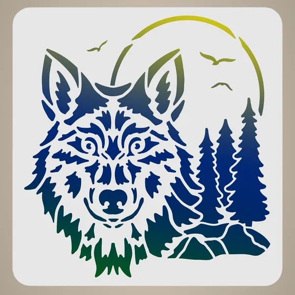 White_Square_Plastic_Wolf_Stencil_Template_Diy_And_Craft