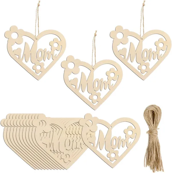 Beige_Wooden_Mom_Heart_Shaped_Hanging_Ornaments_Diy_And_Craft