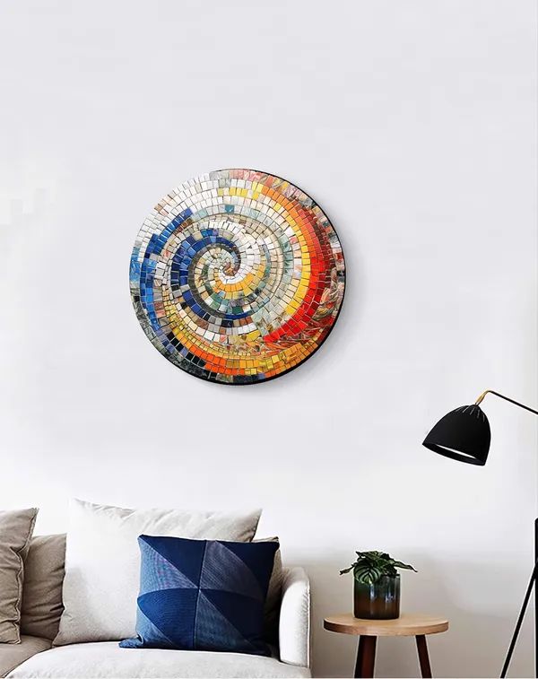 Multicolour_Mosaic_Swirl_Wall_Art_Round_Printed_Laminated_Mdf_Plaque_Home_Decor