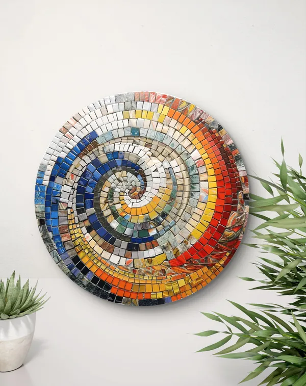 Multicolour_Mosaic_Swirl_Wall_Art_Round_Printed_Laminated_Mdf_Plaque_Home_Decor