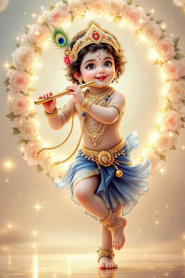 Multicolour_Krishna_Kid_Wall_Art_Hindu_Decor_Home_Decor
