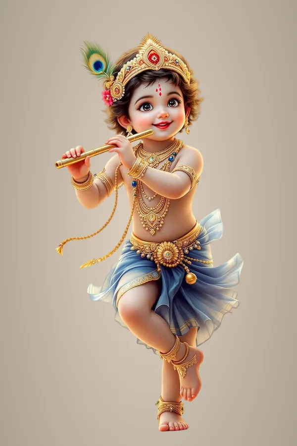 Multicolour_Krishna_Kid_Wall_Art_Hindu_Decor_Home_Decor